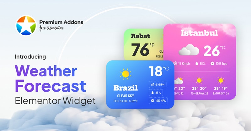 Preview colorful Weather Forecast Elementor widget